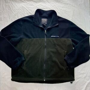 Y2k Vtg Abercrombie & Fitch Green & Blue Full-Zip Fleece Jacket Sz XL Preppy
